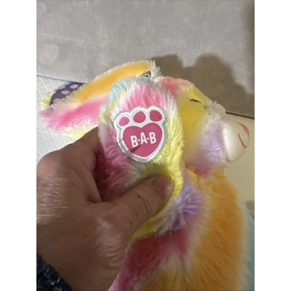 Build A Bear BAB Rainbow Easter Stripe‎ Polka Dot Bunny Rabbit Plush Tie Dye 17
